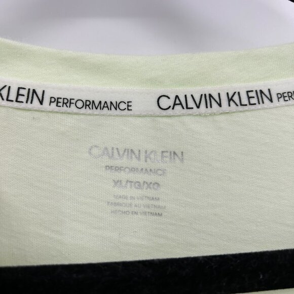 NWOT CALVIN KLEIN *Flawed* Neon Green Performance V-Neck Short Sleeve Shirt XL - Picture 5 of 6